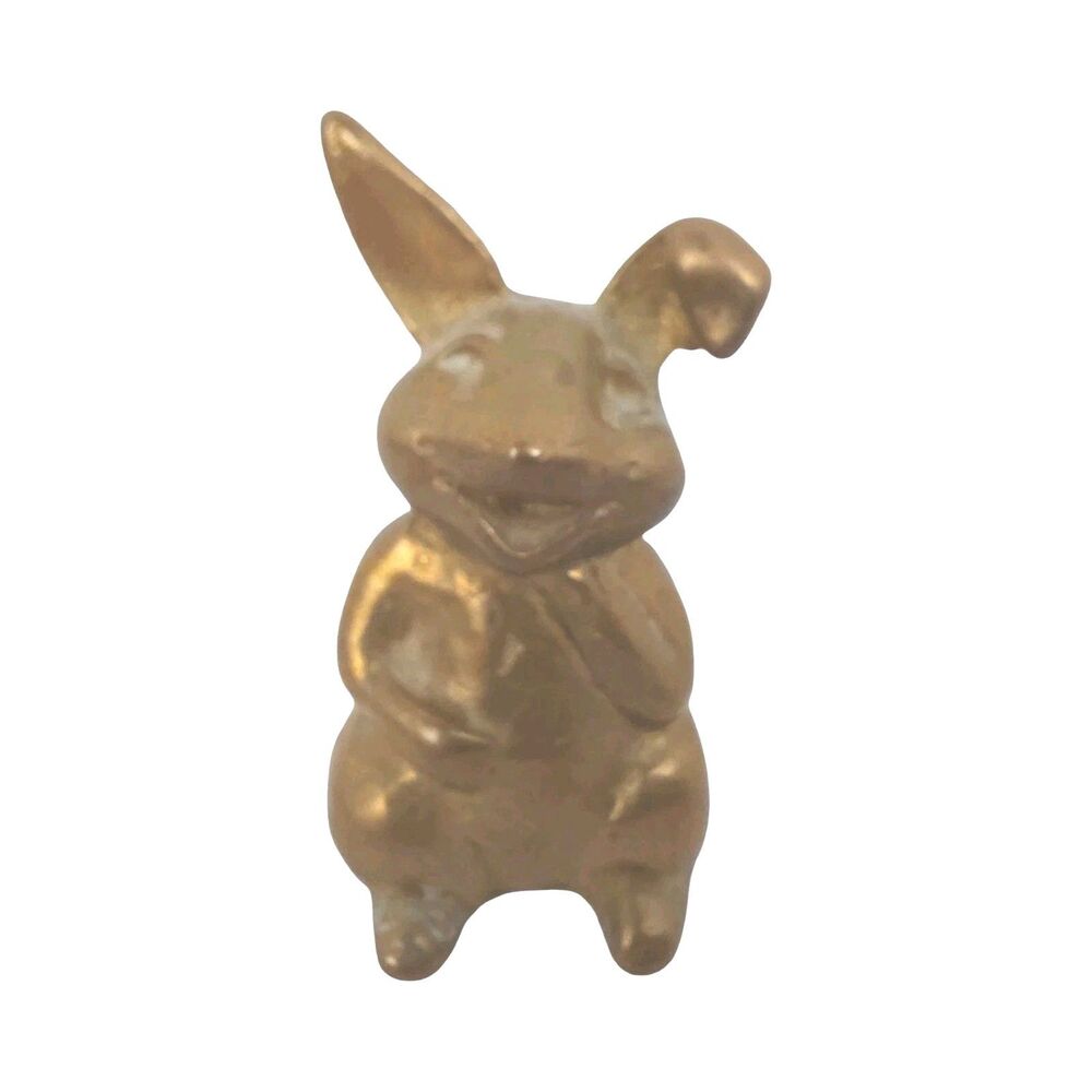 Canadianna Brass Bunny Rabbit Figurine Heavy Easter Holiday Vintage Retro 2.5"